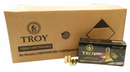 9mm 9×19 Ammo 124gr FMJ Troy mfg 1000 Rounds