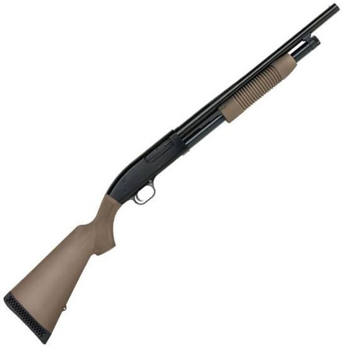 Mossberg Maverick 88 Security Pump Action Shotgun 12 Gauge 18.5″ Barrel 3″ Chamber 5 Rounds Bead Sight Synthetic Forend/Stock FDE